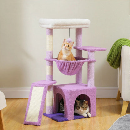 Arbre à Chat | 92 cm | Vert / Rose / Violet